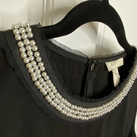 LOFT Pearl Detailed Collar Black Sheath Dress Sleeveless Cocktail Party … - Picture 6 of 12